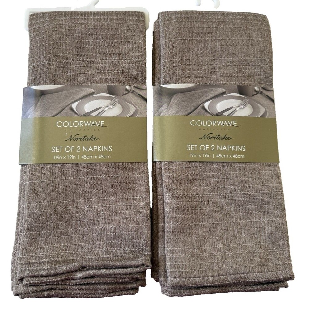 Noritake Colorwave Fabric Napkins Clay Brown 19x19 Inch Set of 4 Machine Wash